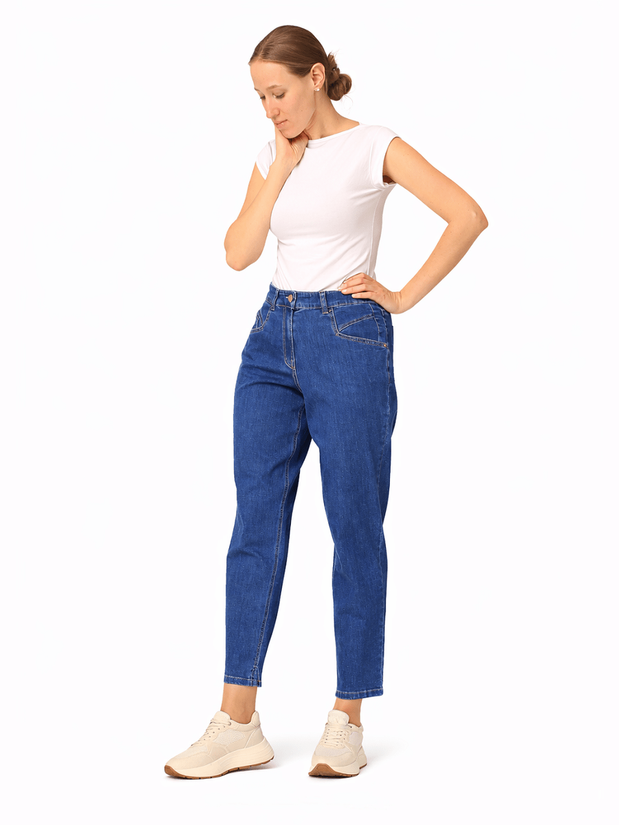 831200-131-2- 871- Kenny - Damenjeans Mom's Fit in Blau