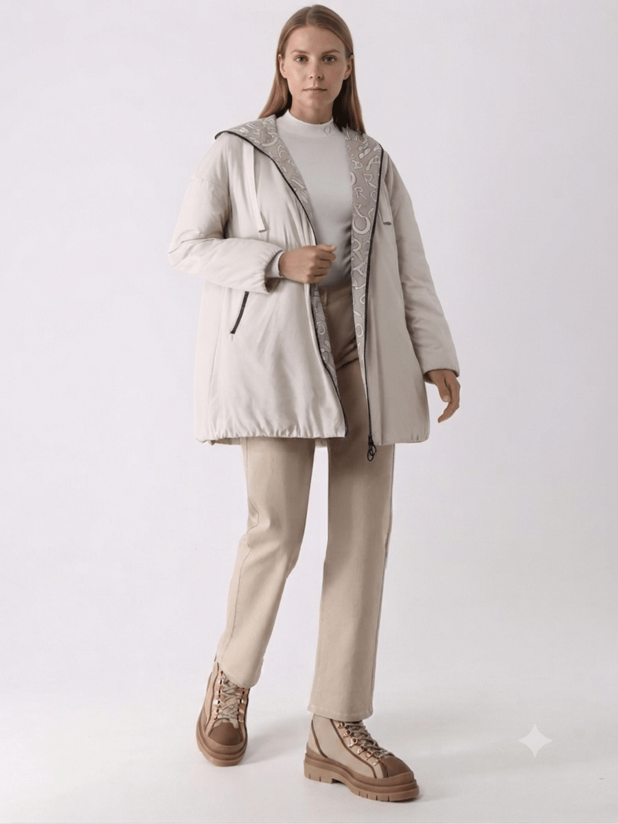 118800-110-277 Damen Übergangsparka in beige/letters