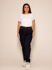 600300-7739-88 Kelly - Damenjeans Mom's Fit in Blau