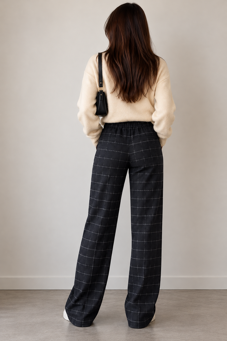 898200-634-7 Damenhose Checked Jersey – Blau/Grau