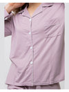 Mauve Plain Soft Cotton Long Sleeve Night Suit Women's Silk Sleepwear Pyjama Set