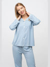 Mauve Plain Soft Cotton Long Sleeve Night Suit Women's Silk Sleepwear Pyjama Set