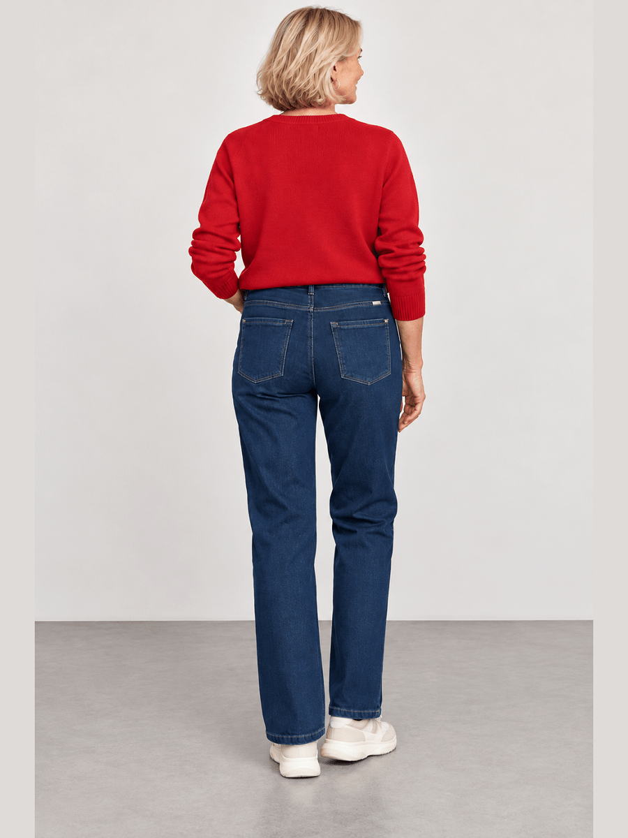868300-140-88 Lea Damenjeans in Dunkelblau – gefütterter Denim mit elastischem Bund
