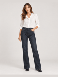 896700-171-89 Vivian Damenjeans in Dunkelblau mit weitem, leicht ausgestelltem Bein