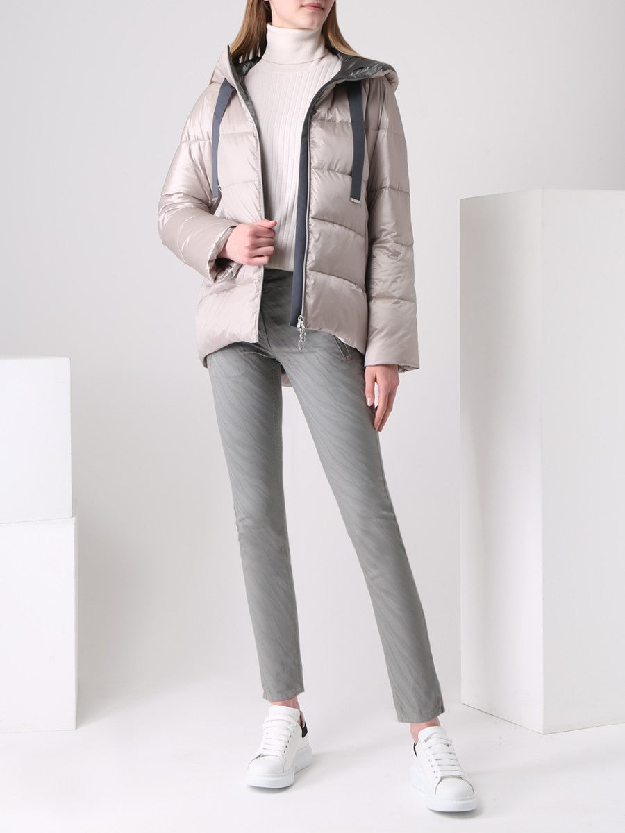 Winter Puffer mit Kapuze in Farbe Stone