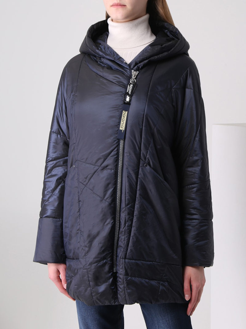 Lässige Steppjacke mit Kapuze, Farbe Navy