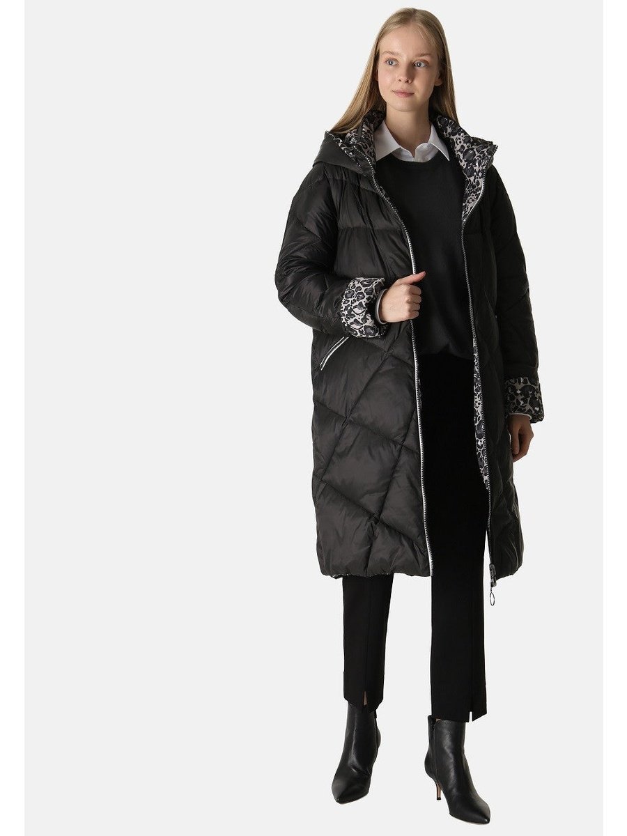 Wende Steppmantel in Eco-Daune in black/leo