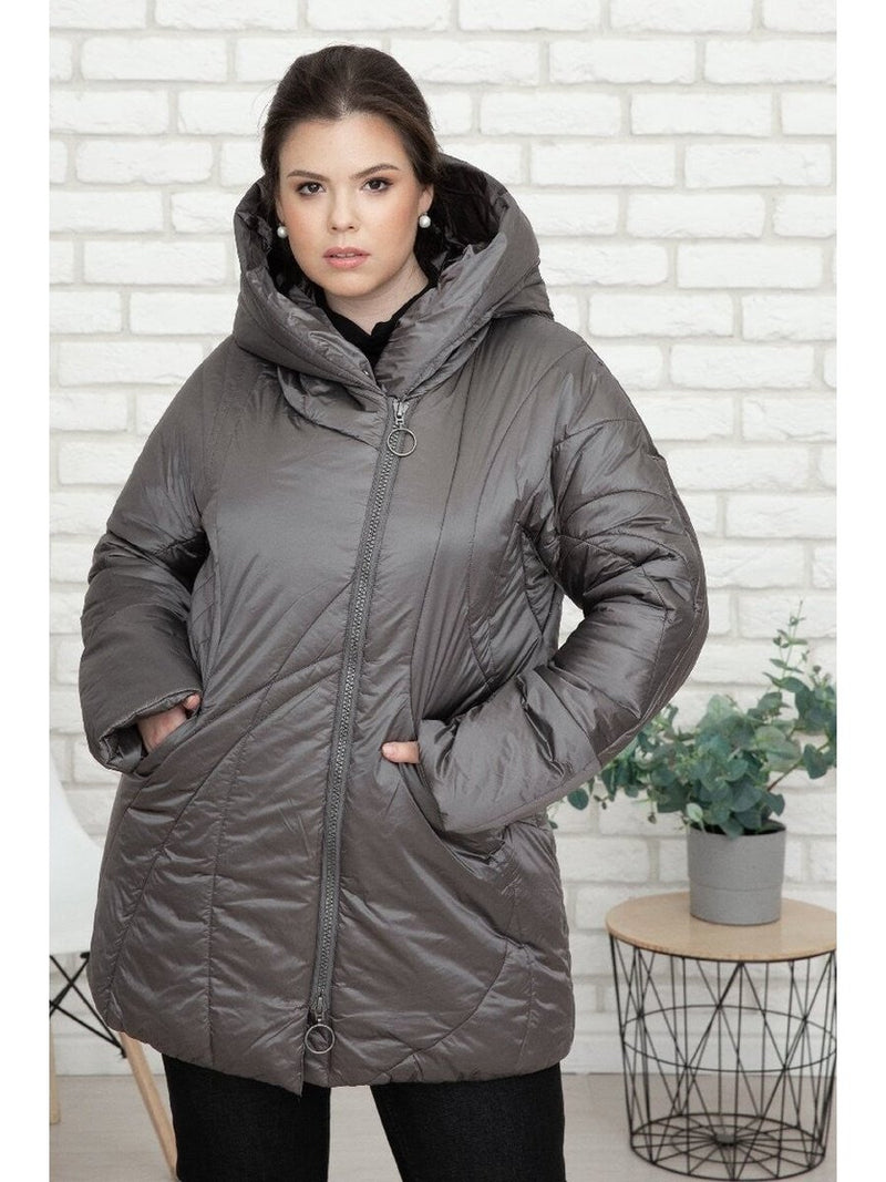 damen steppjacke mit kapuze grau