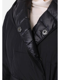 Warmer Eco-Daunen Mantel mit Gürtel in schwarz